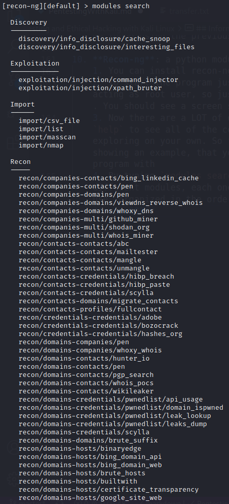 Recon-ng Modules